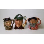 Royal Doulton large character jugs: Johnny Appleseed, The Sleuth and Falstaff (3)