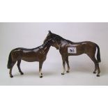 Two Beswick brown gloss horses: Huntsman horse 1484 and Bois Roussel racehorse ( 2nd version) 701