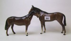 Two Beswick brown gloss horses: Huntsman horse 1484 and Bois Roussel racehorse ( 2nd version) 701