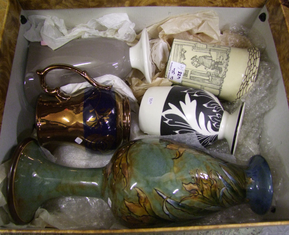 A collection of English pottery to include: Royal Doulton (damaged ) Vase, Series Ware Tankard, chip