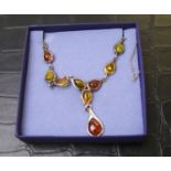 Silver Amber Necklace: