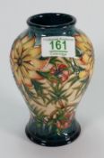 Moorcroft Spike vase: Gold signed W mason to base and dated 1997. Height 17cm, boxed