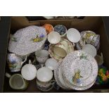 A mixed collection of items to include: teaware items including crinoline lady patterns etc (1