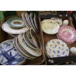 A mixed collection of items to include: Copeland Spode, Wedgwood, Johnson Bros. decorative wall