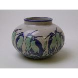 Keralouve La Louviere Belgian art deco vase: decorated with penguins. Height 10cm