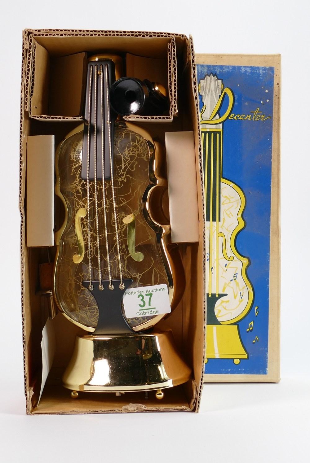 Boxed Mid Century Musical Decanter: in form of Cello