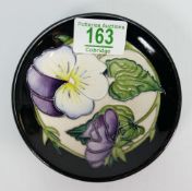 Moorcroft limited edition coaster: decorated with purple pansies. number 14/100 and designed by