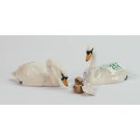 Two beswick swans: head up 1684, head down 1685 together with a Cygnet 1687 (3)