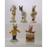 Royal Doulton Bunnykins figures to include: DB144 Batsman, DB145 Bowler, DB146 Christmas Surprise,