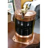 Brass & Copper Naval Converted Elecrical Stern Lamp / Lantern: marked BT400 IP56, height 34cm