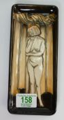 Moorcroft pen tray decorated with a lady posing: Moorcroft collectors club piece 1999