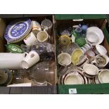 A mixed collection of items to include: glass items, commemorative items ( 2 trays)