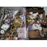 A mixed collection of items to include: novelty figures, ornaments, animal figures etc (2 trays).