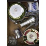 A mixed collection of items to include: Wedgwood tureen, Oriental plates, pewter coffee set etc (