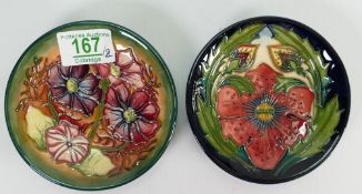 Two floral decorated Moorcroft coasters: dated 2000 (2)