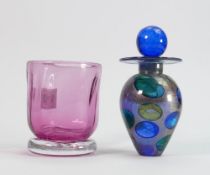 Blow Zone glass perfume bottle: together with am Andrew Hat cranberry glass ( cracked)