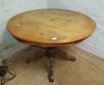 Circular Inlaid dining table: (some fading to the top). Diameter 120cm