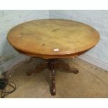 Circular Inlaid dining table: (some fading to the top). Diameter 120cm