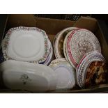 A mixed collection of items to include: Mason's, Woods and similar decorative plates (1 tray).
