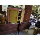 Two Oak Dressing Table Bases: wall mounted storage unit & set of drawers(4)