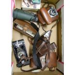 A collection of items to include: Barr & Stroud 10 x 50 binoculars, Kodak Bellows camera, Agfa