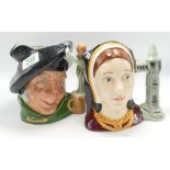 Royal Doulton Large Character Jugs: Tam ofd Shanter D6632 & Catherine of Aragon D6643(2)