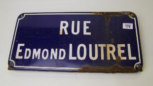 A large vintage French enamelled street sign: 50cm x 25cm