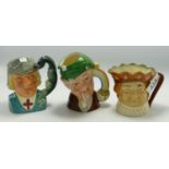 Royal Doulton small Character jugs: Leprechaun D6899, Old King Cole & St George D6618(3)