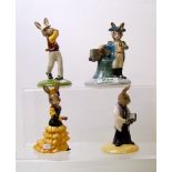 Royal Doulton Bunnykins figures to include: DB254 Vicar, DB255 Golfer, DB256 Flamenco, DB257 Liberty