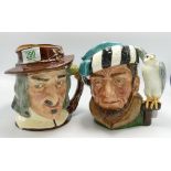 Royal Doulton Large Character Jugs: Izaak Walton ' Complete Angler D6404 & The Falconer D6633(2)