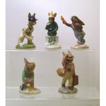 Royal Doulton Bunnykins figures to include: DB150 Wicket keeper, DB152 Boy Skater, DB153 Girl