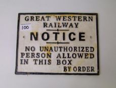 Cast metal Great Weston railway sign: