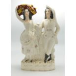 Large Staffordshire figure of couple carrying wheat: height 33cm