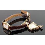 Ladies vintage 9ct gold wristwatch: with 9ct gold bracelet, gross weight 12.2g together with