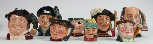 Royal Doulton Small Character Jugs: Aramis, Lobster Man D6620(hairline), Mine Host D6410, seconds