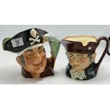 Royal Doulton Large Character Jugs: Long John Silver D6335 & Old Charlie D5420(2)