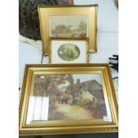 Framed Oil on Canvas W N Wood 1928 Farmhouse scene: 29cm x 44cm together with 2 similar items(£)