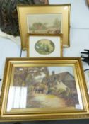 Framed Oil on Canvas W N Wood 1928 Farmhouse scene: 29cm x 44cm together with 2 similar items(£)