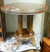 Reproduction French Four Column Base Center Hall Table: height 55cm, diameter 60cm