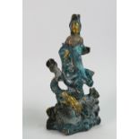 Chinese Bronze Figure: Deity standing upon dragon: height height 22cm