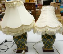 Pair Modern Ceramic Decorative Lamp Bases: height to fitting 51cm(2)