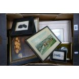 A mixed collection of items to include: early framed silhouettes, prints etc
