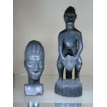 Two Early 20th Century African Hardwood Carved Figures: height of tallest 28cm(2)