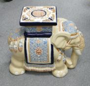 Large Glazed Pottery Elephant Planter Stand: height 44cm