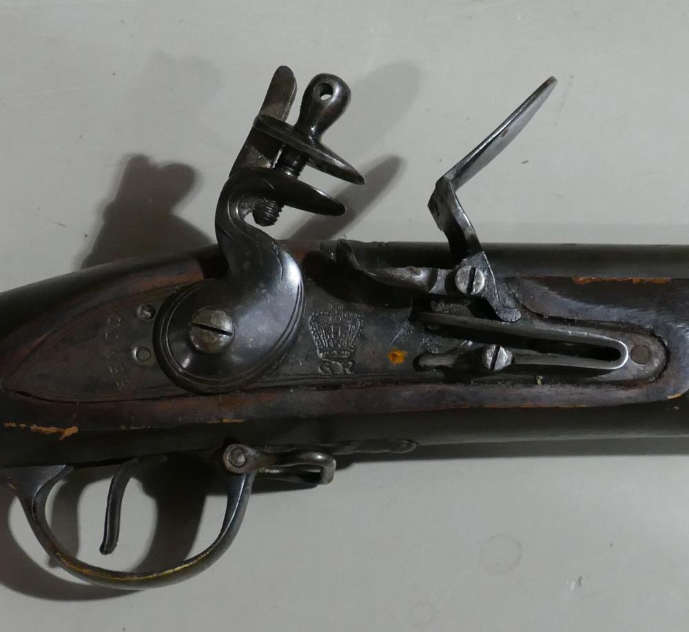 20th century Brownbess Flintlock Carbine: Tower GR crown to lock, ordinance marks to barrel. - Image 4 of 5