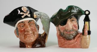 Royal Doulton Large Character Jugs: Smuggler D6616 & Long John Silver D6335(2)