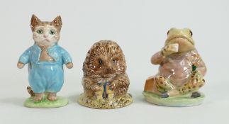 Beswick Beatrix Potter figures: Mr Jeremy Fisher, Tom Kitten & Old Mr Pricklepin, all BP3b(3)