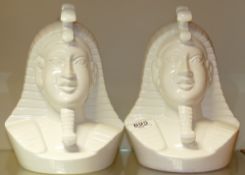 Large Decorative Pottery Pharaohs Busts: height 27cm(2)