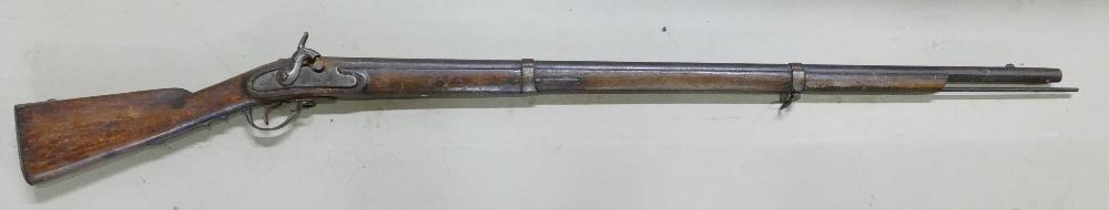 Military Musket: Converted to percussion from flint. 18th/19th Century.