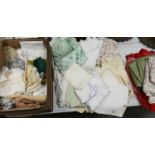 A large collection of Lace & Linen including curtains, table cloths, napkins etc